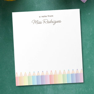 Personalisierte Lehrerdanksagung Pastell-Regenboge Notizblock