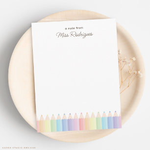 Personalisierte Lehrererkennungs-Pastell-Regenboge Mitteilungskarte