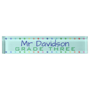 Personalisierte Lehrerfarbige Punkte Namensplakette