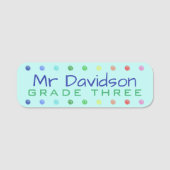 Personalisierte Lehrerfarbige Punkte Namensschild (Vorderseite)