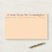 Personalisierte Lehrerfarbige Punkte Post-it Klebezettel (Auf Schreibtisch)