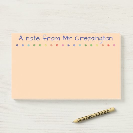 Personalisierte Lehrerfarbige Punkte Post-it Klebezettel (Auf Schreibtisch)