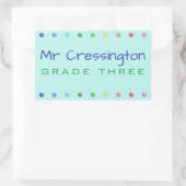 Personalisierte Lehrerfarbige Punkte Rechteckiger Aufkleber (Tasche)