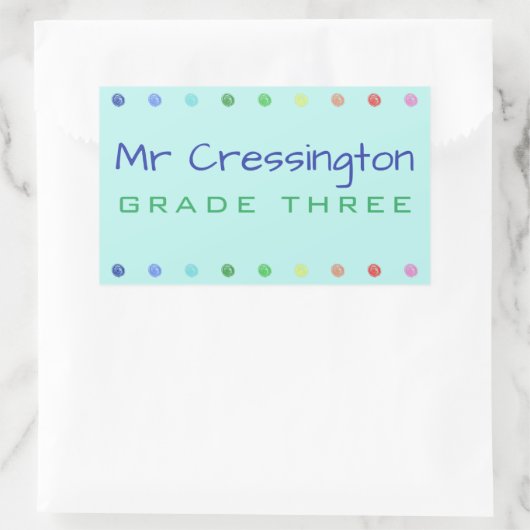 Personalisierte Lehrerfarbige Punkte Rechteckiger Aufkleber (Tasche)