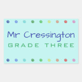 Personalisierte Lehrerfarbige Punkte Rechteckiger Aufkleber (Vorderseite)