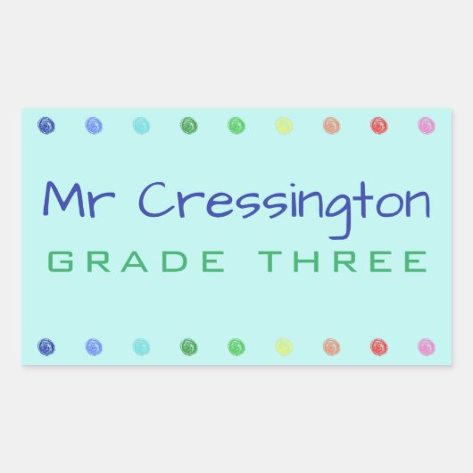Personalisierte Lehrerfarbige Punkte Rechteckiger Aufkleber (Vorderseite)