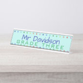 Personalisierte Lehrerfarbige Punkte Schreibtischnamensplakette (Vorderseite )