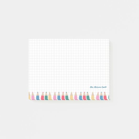 Personalisierte Lehrerhinweise - Farbiger Stift Post-it Klebezettel (Vorderseite)