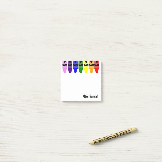 Personalisierte Lehrerin Sticky Crayon Schreibtisc Post-it Klebezettel (Auf Schreibtisch)