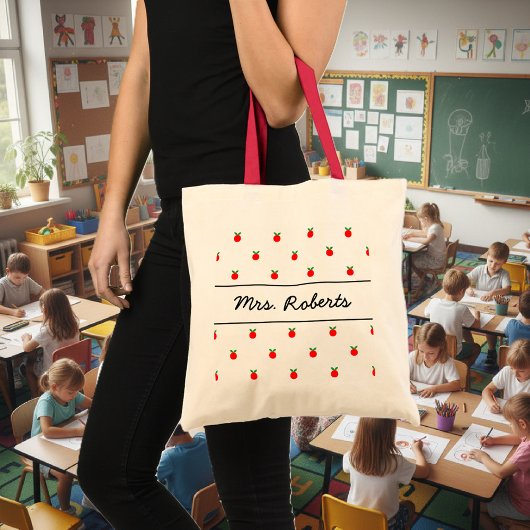 Personalisierte Lehrerin Tasche | Rote Äpfel