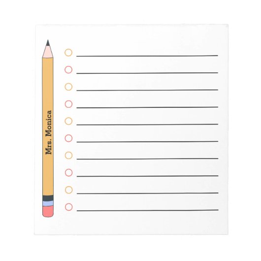 Personalisierte Lehrerin-Würdigung  Notizblock (Vorderseite)
