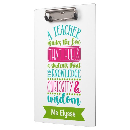 Personalisierte Lehrerklappen - Das Feuer entzünde Klemmbrett (Links)