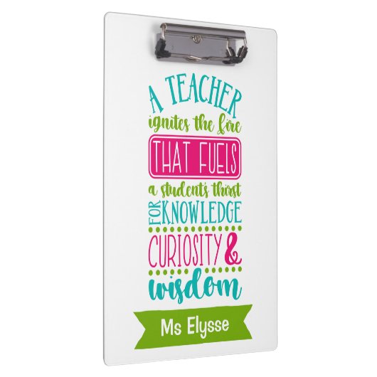 Personalisierte Lehrerklappen - Das Feuer entzünde Klemmbrett (Rechts)