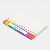 Personalisierte Lehrernamens Bunte Bleistifte Post-it Klebezettel (angewinkelt)