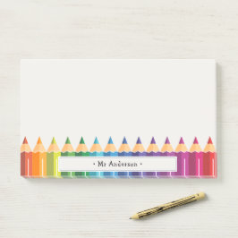 Personalisierte Lehrernamens Bunte Bleistifte Post-it Klebezettel