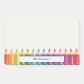 Personalisierte Lehrernamens Bunte Bleistifte Post-it Klebezettel (Vorderseite)