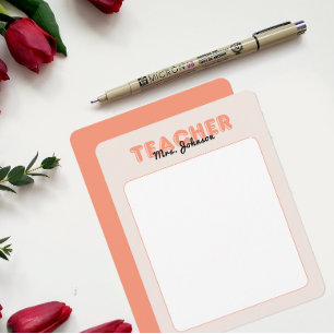 Personalisierte Lehrerpapiere Jahresende Pfirsich Mitteilungskarte