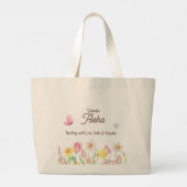 Personalisierte Lehrertasche mit Blumenmuster Jumbo Stoffbeutel (Rückseite)