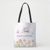 Personalisierte Lehrertasche mit Blumenmuster Tasche (Vorderseite)