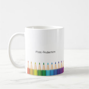 Personalisierte Lehrkraft Namens Bunte Bleistifte Kaffeetasse