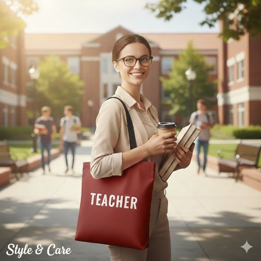 Personalisierte Lehrkraft-Textaussage Tiefrot Tasche