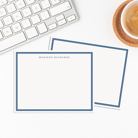 Personalisierte leichte Navy Blue Border Mitteilungskarte