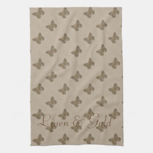 Personalisierte Leinen Gold Schmetterling Handtuch