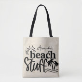 Personalisierte Leinwand "Beach Zeug" Tasche (Vorderseite)