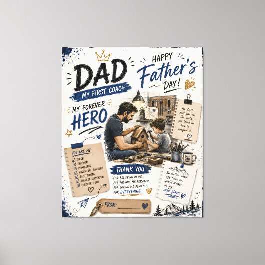 Personalisierte Leinwand 'Mein erster Coach Papa' (Vorderseite)