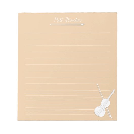 Personalisierte Lektion über die Weiße Geige Beige Notizblock (Vorderseite)