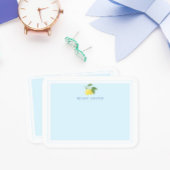 Personalisierte Lemon Blue Background Flat Note Ca Mitteilungskarte