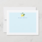 Personalisierte Lemon Blue Background Flat Note Ca Mitteilungskarte (Vorderseite)