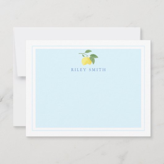 Personalisierte Lemon Blue Background Flat Note Ca Mitteilungskarte (Vorderseite)