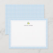 Personalisierte Lemon Blue Gingham-Randnotizen Mitteilungskarte (Vorne/Hinten)