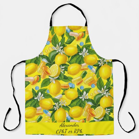 Personalisierte Lemon & Pills Pharmacy Kitchen Schürze (Vorderseite)