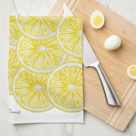 Personalisierte Lemon-Scheiben-Muster Geschirrtuch (Viertel Falte)