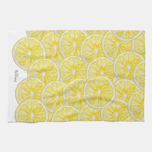 Personalisierte Lemon-Scheiben-Muster Geschirrtuch (Horizontal)