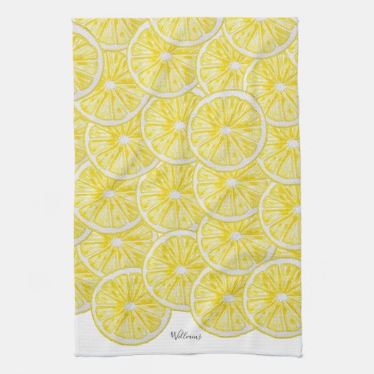 Personalisierte Lemon-Scheiben-Muster Geschirrtuch (Vertikal)