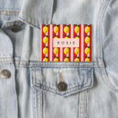 Personalisierte Lemon Stripe Muster Gelbe Zitronen Button (Insitu)
