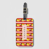 Personalisierte Lemon Stripe Muster Gelbe Zitronen Gepäckanhänger (Vorderseite Vertikal)
