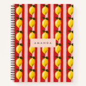Personalisierte Lemon Stripe Muster Gelbe Zitronen Notizblock (Vorderseite)