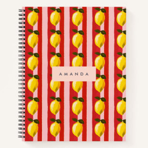 Personalisierte Lemon Stripe Muster Gelbe Zitronen Notizblock