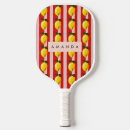 Personalisierte Lemon Stripe Muster Gelbe Zitronen Pickleball Schläger