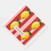 Personalisierte Lemon Stripe Muster Gelbe Zitronen Serviette (Ecke)