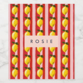 Personalisierte Lemon Stripe Muster Gelbe Zitronen Weinetikett (Einzelnes Label)