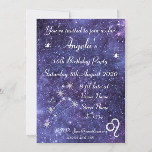 Personalisierte Leo-Sternkreis-Galaxie-Party Einladung