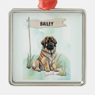 Personalisierte Leonberger Wasserfarben-Hunde-Deko Ornament Aus Metall