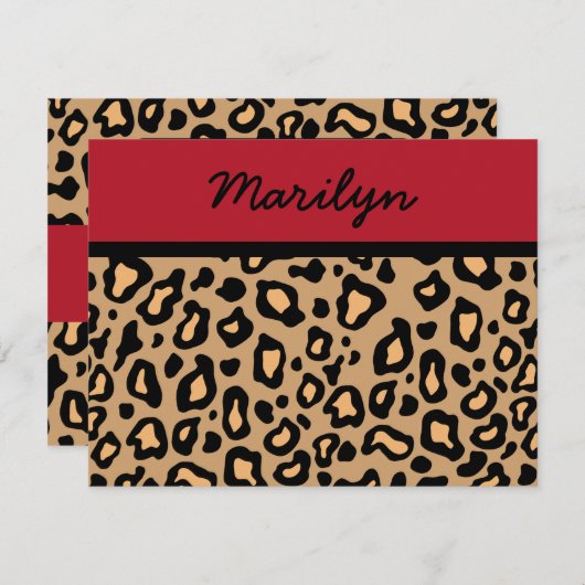 Personalisierte Leopard-Druckeinladungen Einladung (Vorne/Hinten)