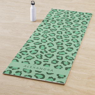 Personalisierte Leopard-Farbe Grün Yogamatte