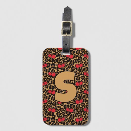 Personalisierte Leopard-Kirschen Gepäckanhänger (Vorderseite Vertikal)